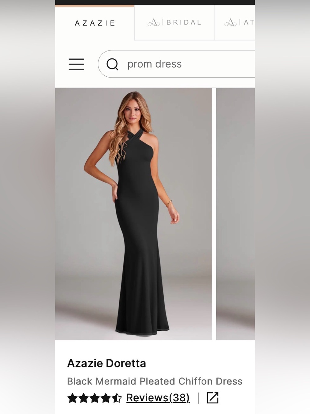 Azazie Black High Neck Gown